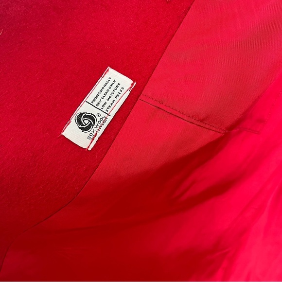 Vintage Alorna Wool Coat – Bold Red Double-Breasted Mid-Length Made in USA large - Picture 6 of 14